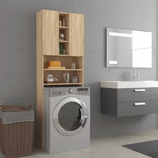vidaXL vidaXL Szafka na pralkę dąb sonoma 64 x 25,5 x 190 cm 808416 - Szafki łazienkowe - miniaturka - grafika 1