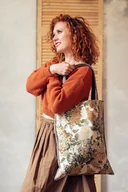 Torby i wózki na zakupy - Shopperka z żakardu w kwiaty - miniaturka - grafika 1