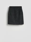 Spódnice - Reserved - Tweedowa spódnica mini - czarny - miniaturka - grafika 1