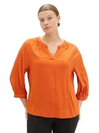 Bluzki damskie - TOM TAILOR Damska bluzka plus size, 32403 - Gold Flame Orange Melange, 54 - miniaturka - grafika 1