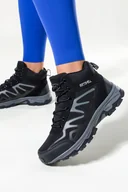 Botki damskie - Czarne buty trekkingowe damskie sznurowane z szarymi dodatkami softshell Casu B2109-1-41 - miniaturka - grafika 1