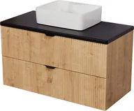 Szafki łazienkowe - Szafka łazienkowa z białą umywalką wisząca dąb naturalny 80 cm Brendo Gante - miniaturka - grafika 1