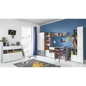 Zestawy mebli dla dzieci - Zestaw Mebli Młodzieżowych E Sigma Meblar Beton / Biały Lux / Dąb - miniaturka - grafika 1