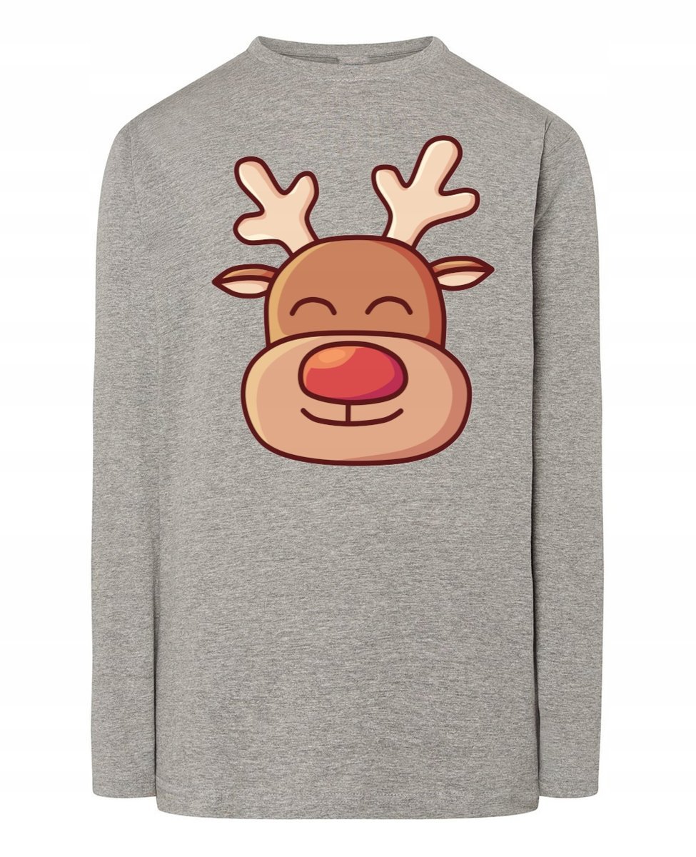 Świąteczny Longsleeve męski kolorowy Renifer Rudolf r.L