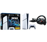 Konsole Playstation - Sony PlayStation 5 Digital Slim D Chassis (PS5 1TB Zestaw Fortnite Cobalt + Kierownica Logitech G29 Racing Wheel) - miniaturka - grafika 1