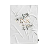 Koce - Koc pluszowy ślubny wzór LS07 | subtelne ślubne listki 150 x 200 cm - miniaturka - grafika 1