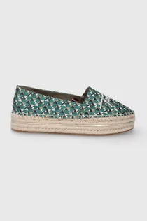 Espadryle damskie - Tommy Hilfiger espadryle kolor zielony na platformie - grafika 1