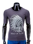 Koszulki męskie - T-shirt męski z nadrukiem - grafitowy S613 - miniaturka - grafika 1