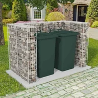 Kosze na śmieci - vidaXL Kosz gabionowy na 2 kosze śmieci, stalowy, 180x100x120 cm vidaXL - miniaturka - grafika 1