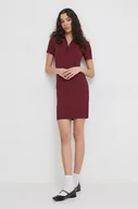 Sukienki - Lacoste sukienka kolor bordowy mini dopasowana - miniaturka - grafika 1