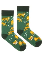 Skarpetki męskie - Rysie na zielono skarpetki kolorowe Kabak - miniaturka - grafika 1