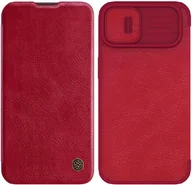 Etui i futerały do telefonów - Nillkin Qin Leather Pro Case etui iPhone 14 Plus osłona na aparat kabura pokrowiec obudowa z klapką czerwony - miniaturka - grafika 1
