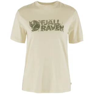Koszulka damska Fjällräven Lush Logo T-shirt W Rozmiar: S / Kolor: beżowy/biały - Koszulki sportowe damskie - miniaturka - grafika 1