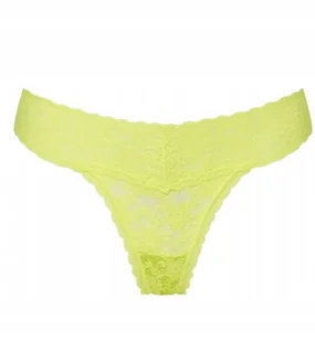 GUESS ŻÓŁTE KORONKOWE STRINGI DAMSKIE Z KWIATOWYM WZOREM L GNA - Majtki damskie - miniaturka - grafika 1