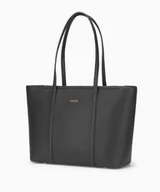 Torebki damskie - PUCCINI Duża shopperka z przeszyciami czarna - miniaturka - grafika 1