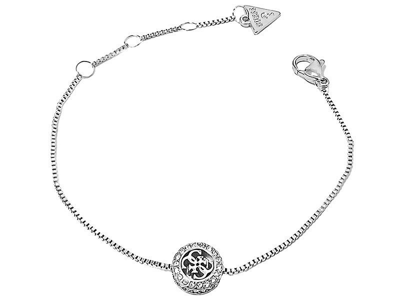 Bransoletka GUESS z logiem w kółku zdobiona cyrkoniami na łańcuszku