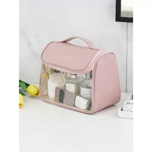 Kosmetyczka rozkładana elegancka kuferek pudrowy róż KS85 - Kosmetyczki, organizery i kuferki - miniaturka - grafika 4