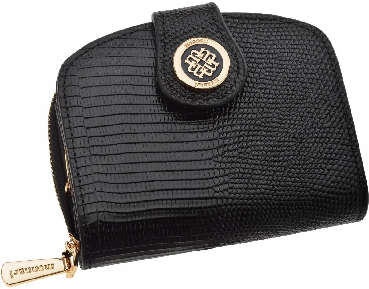 Monnari Mały Portfel Damski Elegancki Lakierowany Portmonetka Podkówka Logo