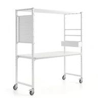 Meble do szkół i przedszkoli - Mobilny stół wielofunkcyjny TEAMWORK, pojemnik na akcesoria, panel narzędziowy, biały - miniaturka - grafika 1