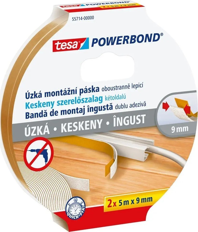 Tesa tesa Powerbond Schmal 2 x 5m x 9mm