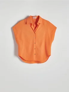 Reserved - Koszula z lnem - pomarańczowy - Moda i Uroda OUTLET - miniaturka - grafika 1