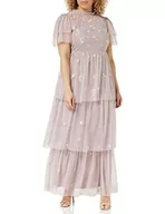 Sukienki - Frock and Frill Damska kwiecista haftowana sukienka na specjalne okazje, różowa, 14, 40 - miniaturka - grafika 1