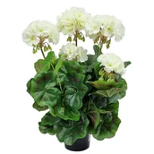 Sztuczne kwiaty - PELARGONIA SZTUCZNA W DONICZCE (613.07) KREM-BIEL sztuczne kwiaty na balkon na taras - miniaturka - grafika 1