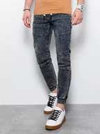 Spodnie męskie - Spodnie męskie jeansowe joggery - niebieskie P551 - miniaturka - grafika 1