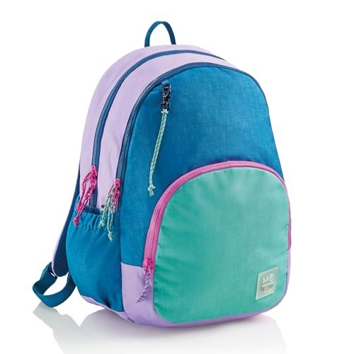 Miquelrius - Plecak szkolny z potrójną komorą, podwójny zamek błyskawiczny, poliester z recyklingu, regulowane uchwyty, wyściełane plecy, metalowe uchwyty, Fioletowy, Triple 27 litros