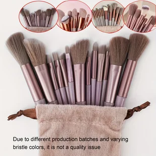 TEMU Elegancki 13-częściowy zestaw pędzli do makijażu z miękką syntetyczną włosiem - Zawiera torbę podróżną, bez zapachu, odpowiedni dla wszystkich - Pędzle do makijażu - miniaturka - grafika 1
