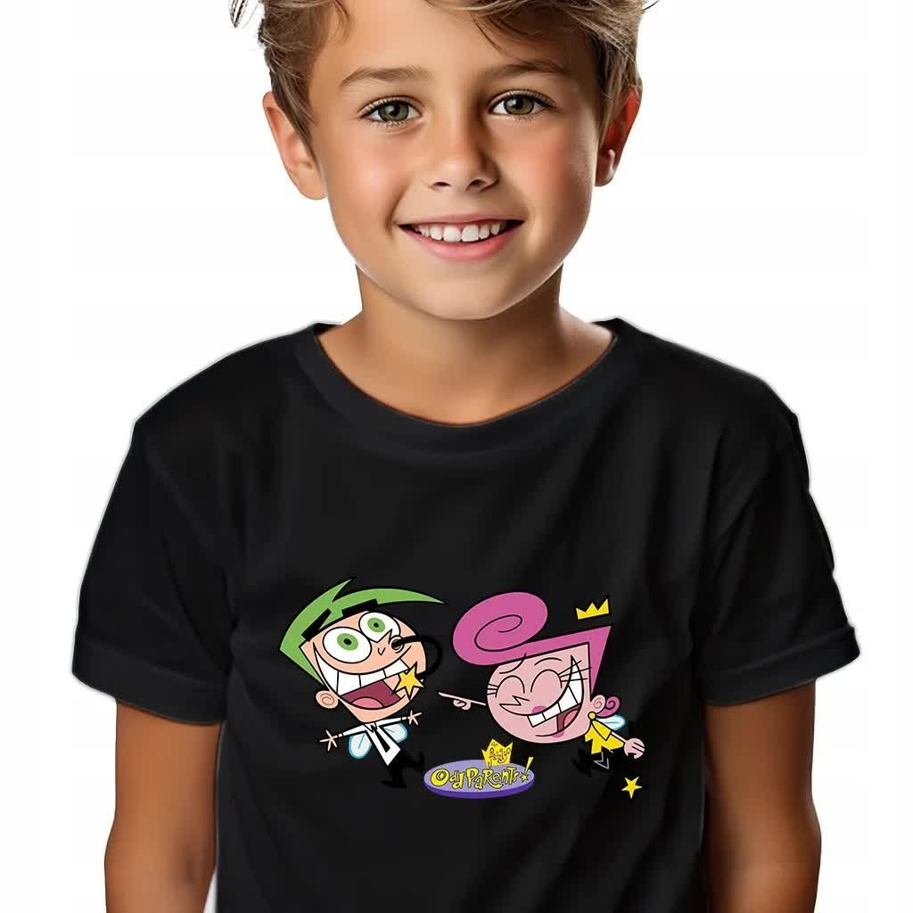 Koszulka Dziecięca Czarna COSMO&WANDA WRÓŻKOWIE CHRZESTNI Rozmiar -140 cm