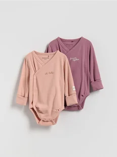 Reserved - Bawełniane body z haftem - brudny róż - Komplety dla niemowląt - miniaturka - grafika 1