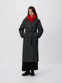 Płaszcze damskie - Reserved - Wiązany płaszcz z wełną - czarny - miniaturka - grafika 1