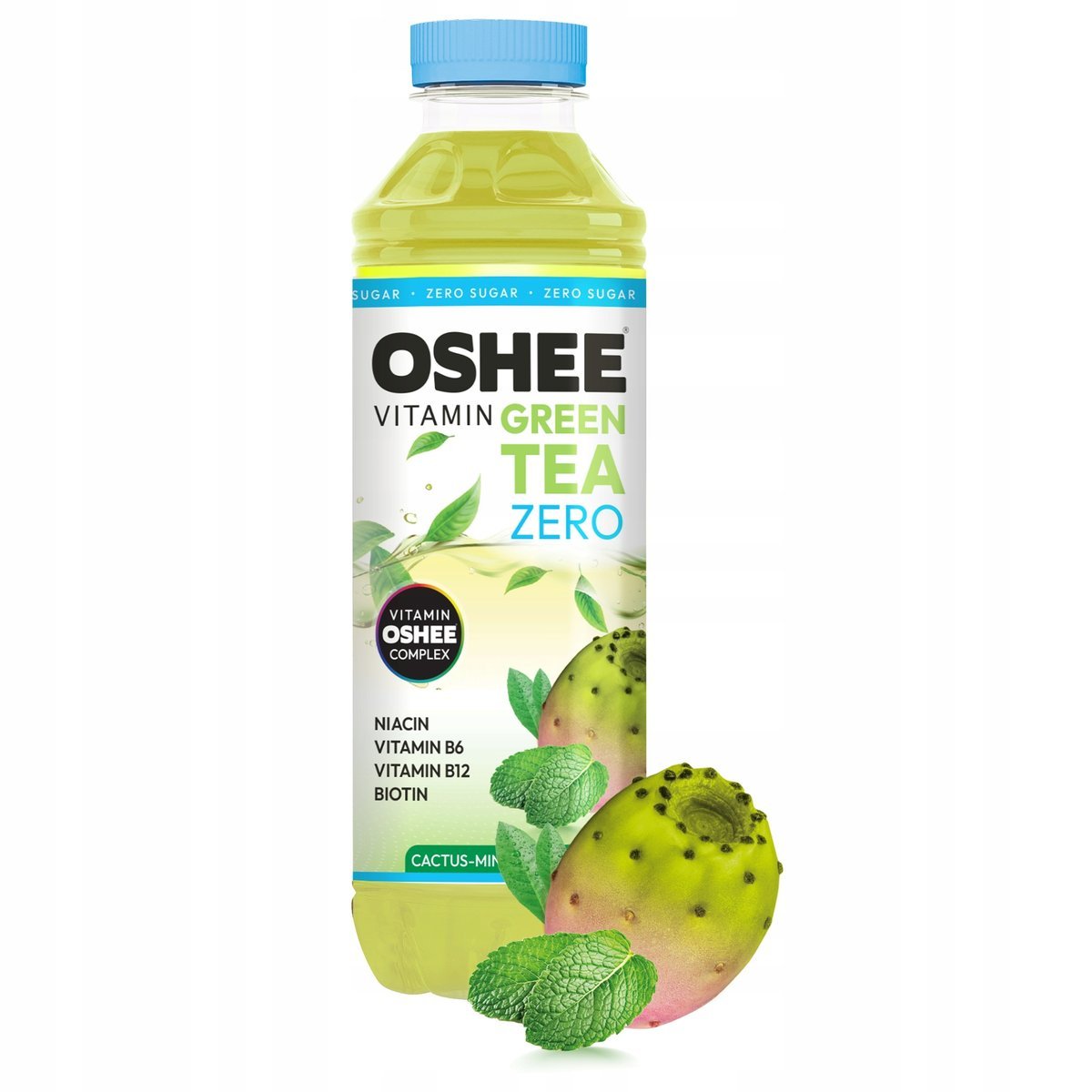 Oshee Vitamin Green Tea Zero Niegazowany napój herbaciany o smaku kaktusa i mięty 555 ml