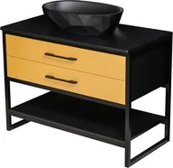 Szafki łazienkowe - Szafka stojąca z czarną umywalką kolor czarno złoty loft 100 cm seria New York - miniaturka - grafika 1