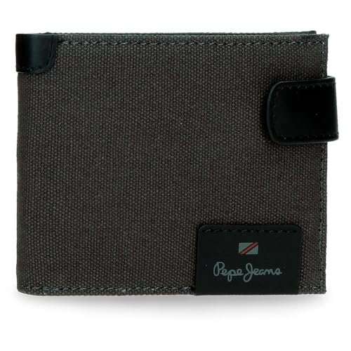 Pepe Jeans Hilltop Portfel poziomy z zapięciem na kliknięcie szary 11x8,5x1 cm Skóra by Joumma Bags, Szary, Talla única, Portfel poziomy z zapięciem na klik