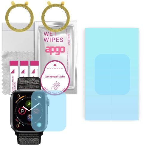 2x folia ochronna hydrożelowa do Apple Watch 4 (44mm) - apgo HD HQ FLEX Smartwatch Hydrogel Protection Ochrona na ekran smartwatcha