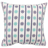 Pościel - Poszewka 40x40 R010 biała kotwice stery granatowe miętowe - miniaturka - grafika 1