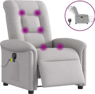 Fotele - vidaXL Rozkładany fotel masujący, elektryczny, szara, tkanina - miniaturka - grafika 1