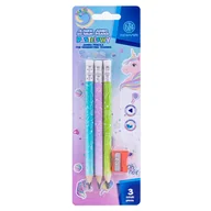 Zabawki kreatywne - Ołówki Grafitowe Trójkątne Hb Jumbo Astrakids Unicorn 3Szt + Temperówka - miniaturka - grafika 1