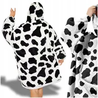 Bluzy damskie - KOCO BLUZA OVERSIZE DŁUGA CIEPŁA KOC BLUZA DAMSKA Z KAPTUREM NA WALENTYNKI - miniaturka - grafika 1