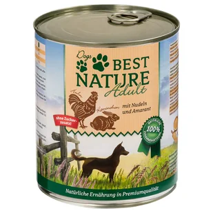 Korzystny pakiet Best Nature Dog Adult, 12 x 800 g - Królik, kurczak i makaron - Mokra karma dla psów - miniaturka - grafika 1