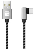 Kable USB - Techly Kabel USB 2.0 USB-A na USB-C kątowy 2m M/M 3A Oplot - miniaturka - grafika 1