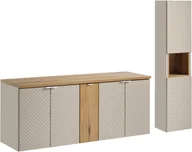 Meble łazienkowe - Zestaw meblowy 140cm z blatem i szafką wysoką - miniaturka - grafika 1