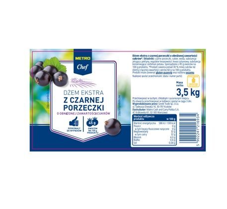 METRO Chef Dżem ekstra z czarnej porzeczki 3,5 kg
