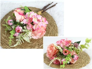 Ekskluzywny Bukiet Różowo-Hortensjowy 35 Cm Z 6 Luksusowymi Łodygami - Sztuczne kwiaty - miniaturka - grafika 1