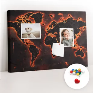 Szkolna Tablica korkowa 60x40 cm, Kolorowe Pinezki, wzór Mapa świata - Tablice i flipcharty - miniaturka - grafika 1