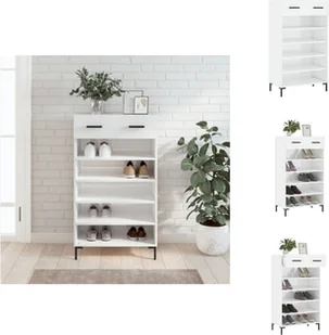 vidaXL Szafka na buty biała wysoki połysk 60x35x105 cm materiał drewnopochodny - Szafki - Szafki na buty - miniaturka - grafika 1