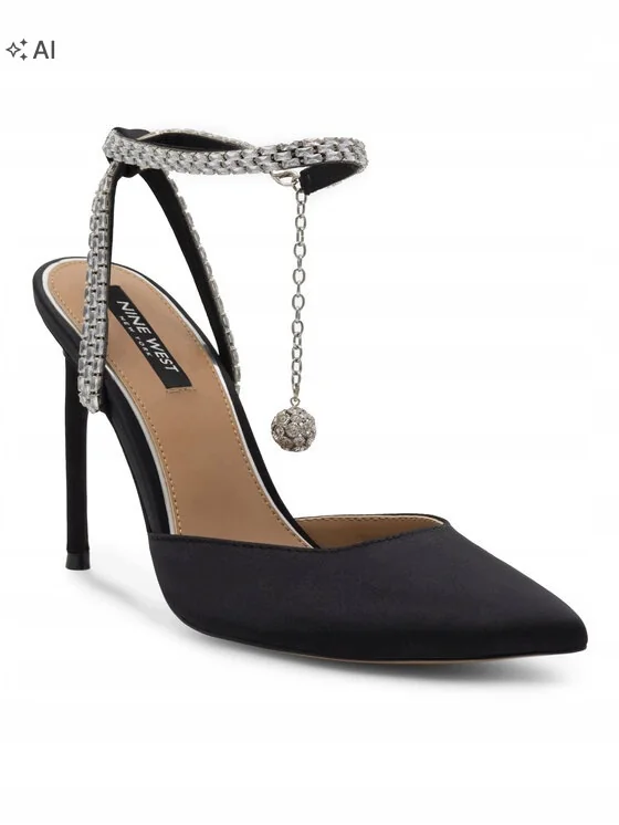 Sandały Nine West Almaas Cyrkonie Szpilka Czarne 38