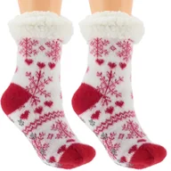 Kapcie damskie - HIPOALERGICZNE DZIECIECE CIEPŁE SKARPETKI ZIMOWE KAPCIE ABS 28-31 CZERWONE - miniaturka - grafika 1